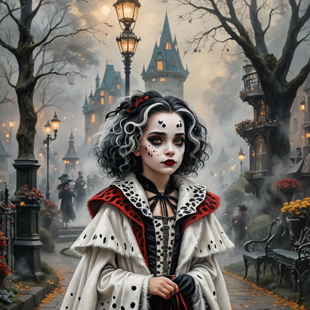 Young Cruella De Vil in Ethereal Fairytale Style