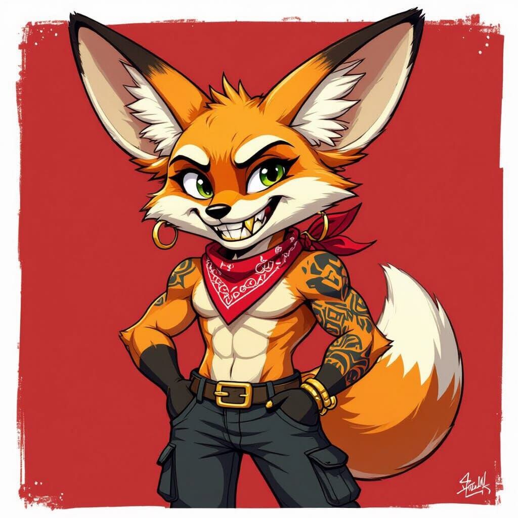 Anthropomorphic Fox Character in Comic Book Style