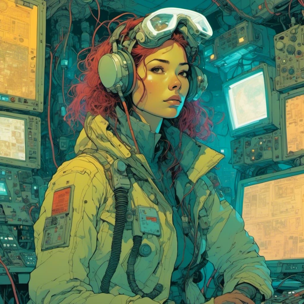 Cyberpunk Paramedic Portrait in Moebius Style
