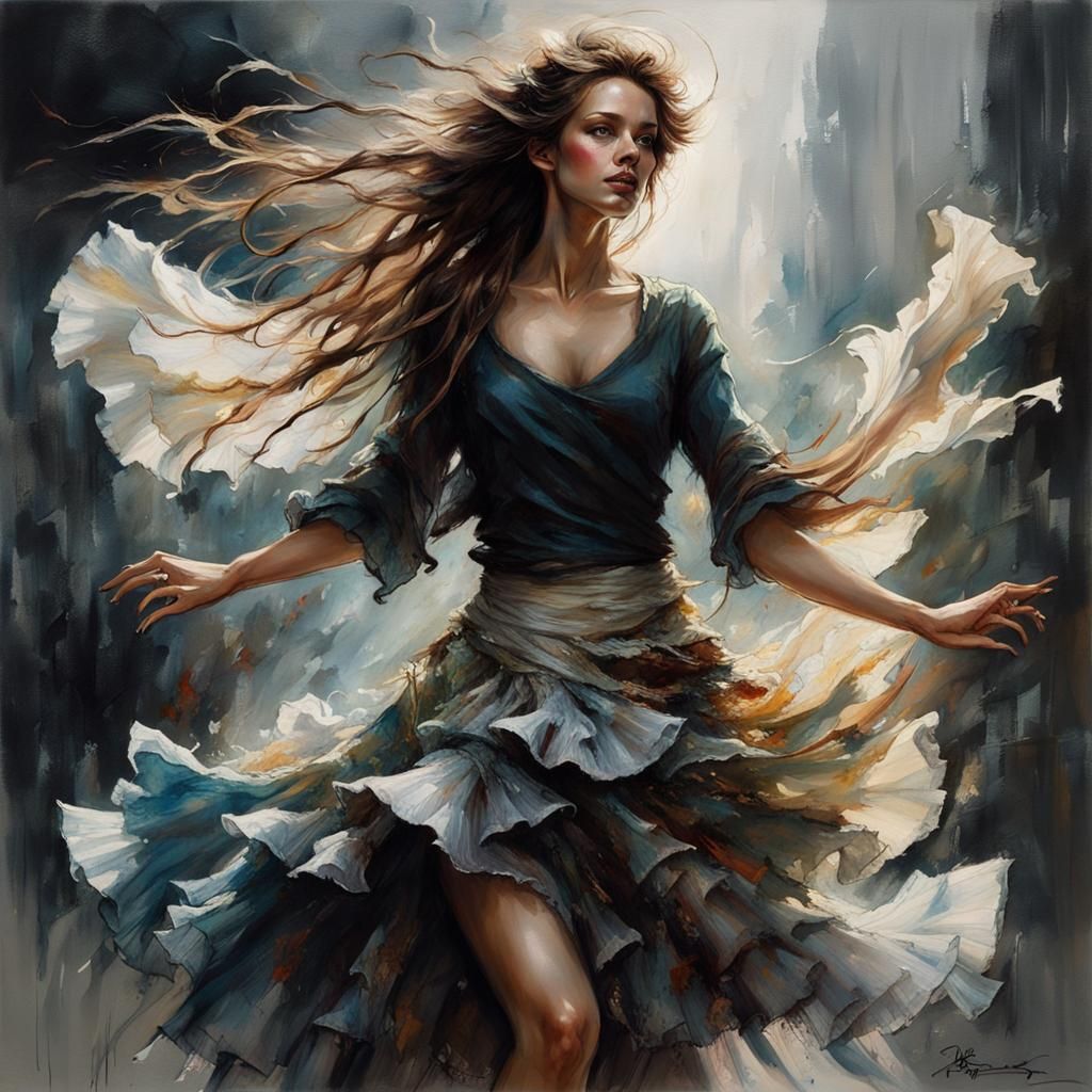 Hyperrealistic Woman with Flowing Hair in Vibrant Color