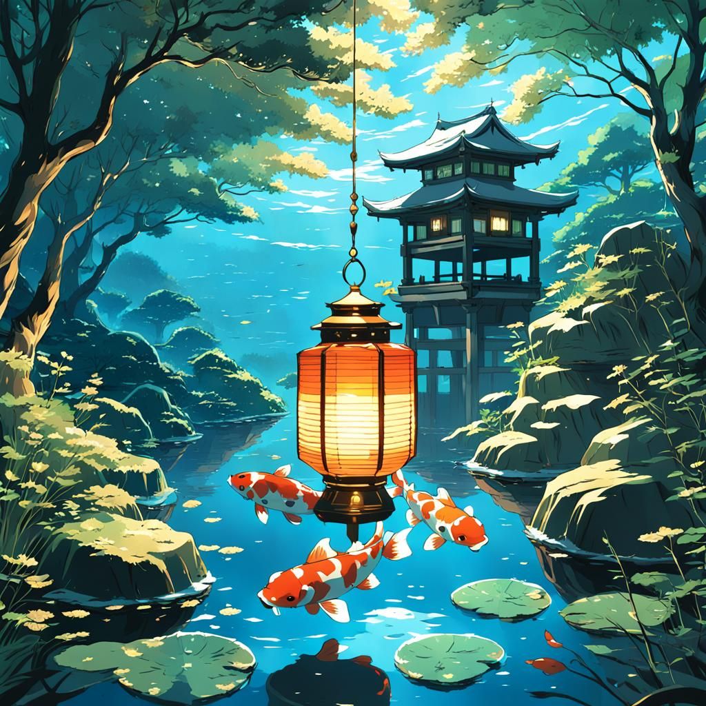 Koi Lantern in Anime Key Visual Style