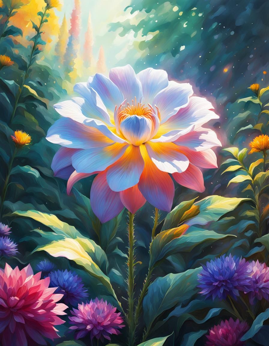 Mysterious Flower: Detailed 3D Watercolor Painting