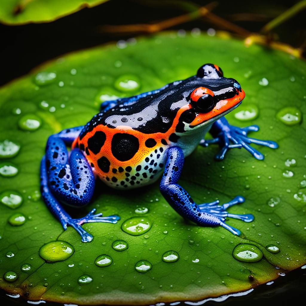 Variable Poison Frog on Lilypad: Macro Photography