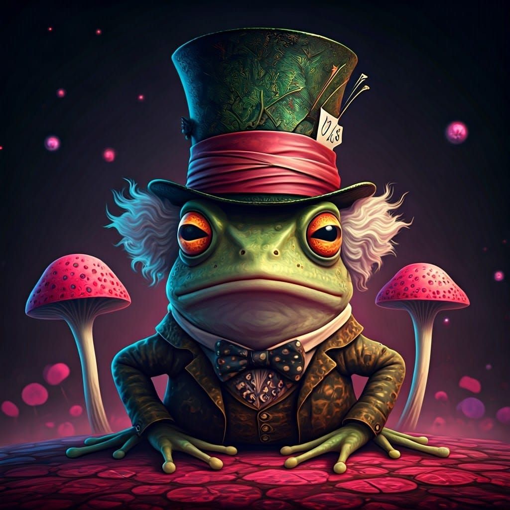 Fashionista Toad with Glitchy Hatter Hat in 3D