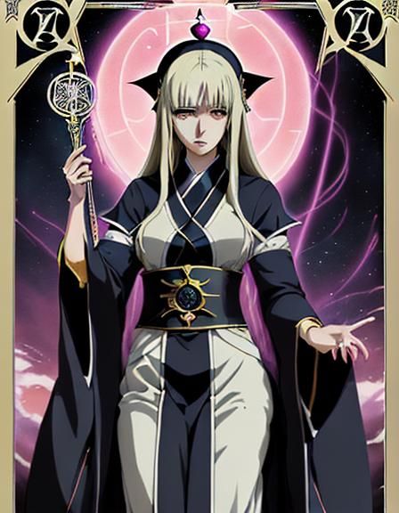 High Priestess Tarot Card in Anime Manga Style