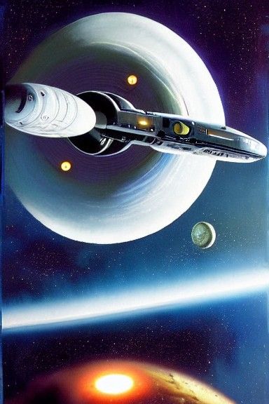 Starship Enterprise in a Chris Foss Galaxy