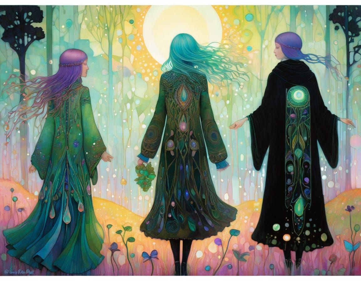 Three Sisters in Pastel Hues with Nacreous Light