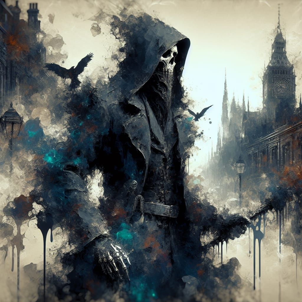 Dark Victorian Sorcerer in Gouache Style