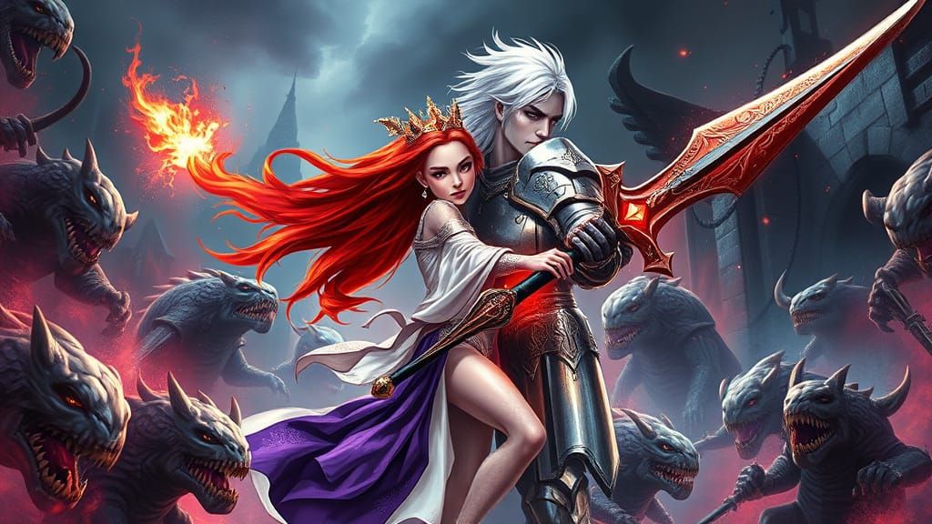 Epic Fantasy Battle in Vibrant, Dynamic Style