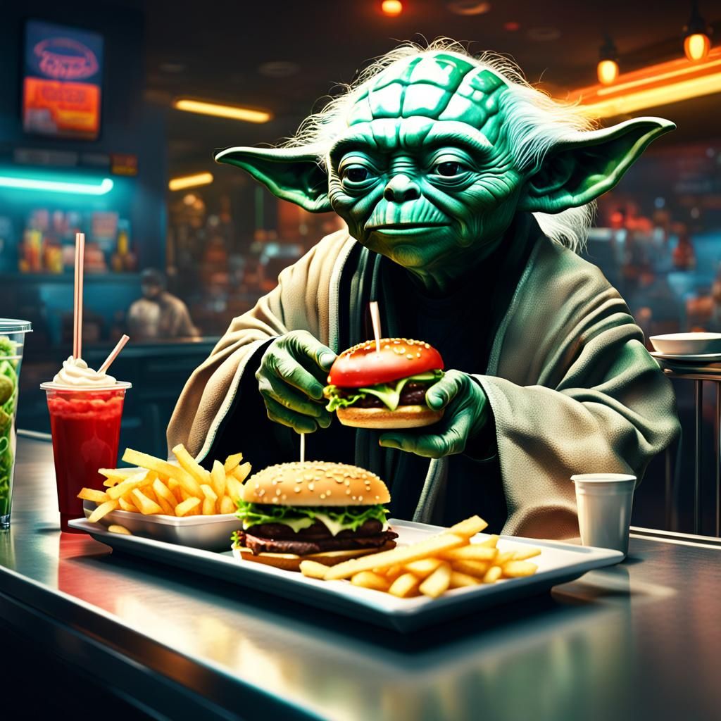 Yoda's Burger Night: A Star Wars Scene