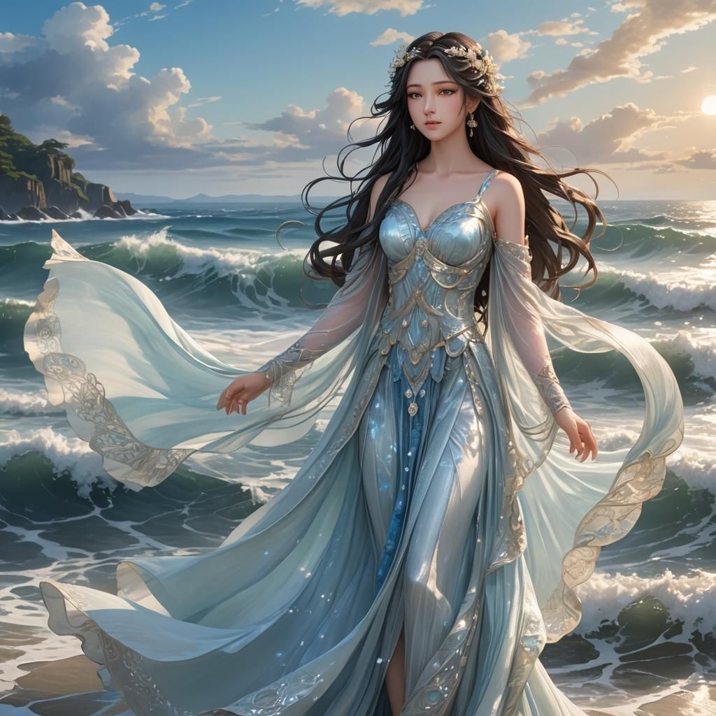 Goddess Elpis in Flowing Gown: 3D Anime Art