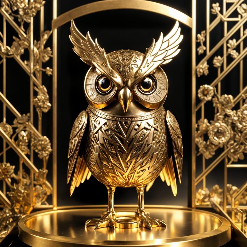 Luxurious Golden Box in Futuristic Cyberpunk Style