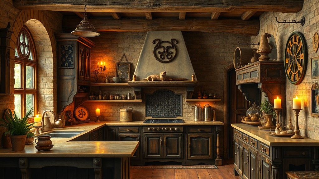 Mystical Serpent Kitchen Design with Rustic Charm