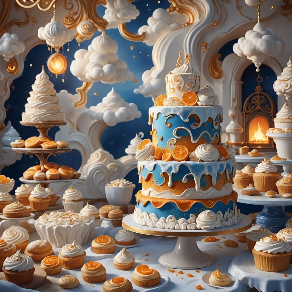 Freshly Baked Cake in Dreamlike Bakery