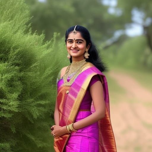 Serene Teen Queen Walking Through Countryside