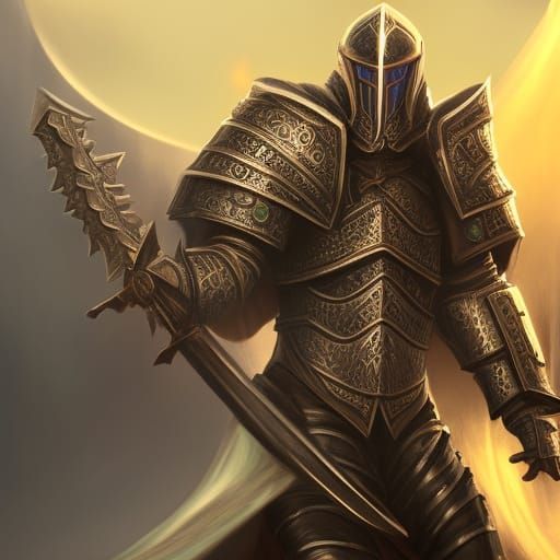 Fantasy Knight with Eclipse Design in Detailed Matte Paintin...