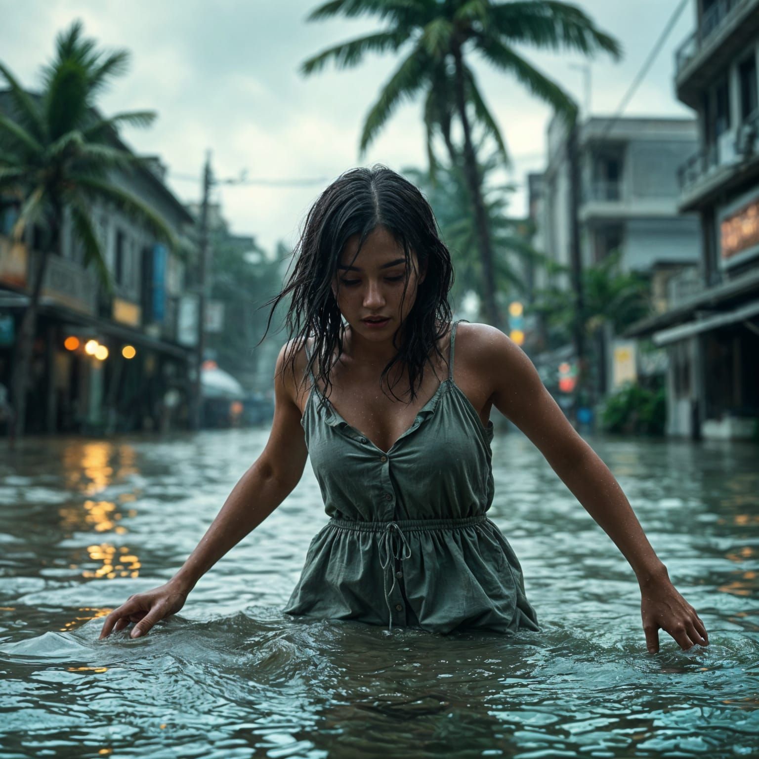 Young Woman Survives Tropical Storm Floods in Cinematic Hype...