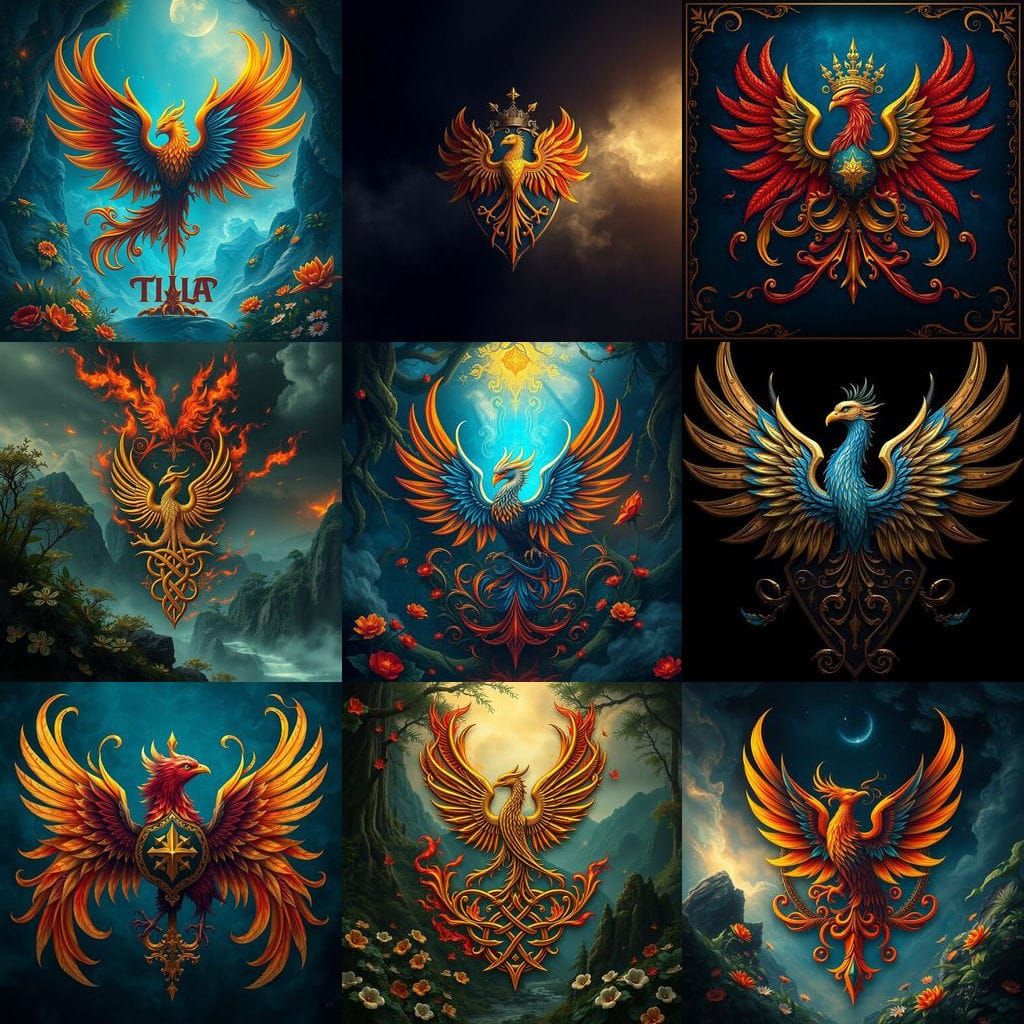 Phoenix Tilla Family Crest: Detailed Matte Painting