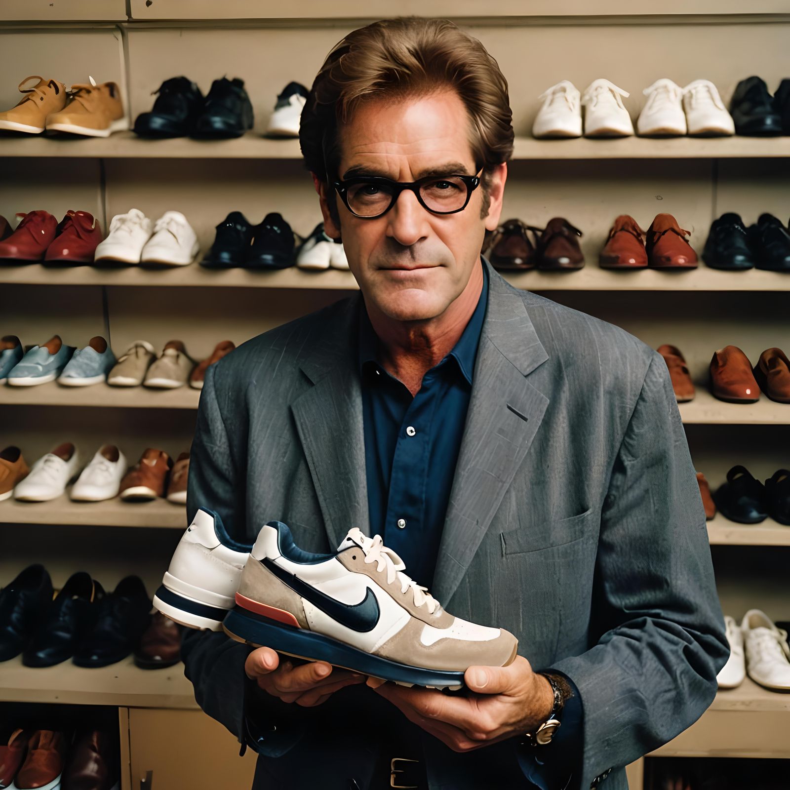 Portrait of Man Holding Shoes