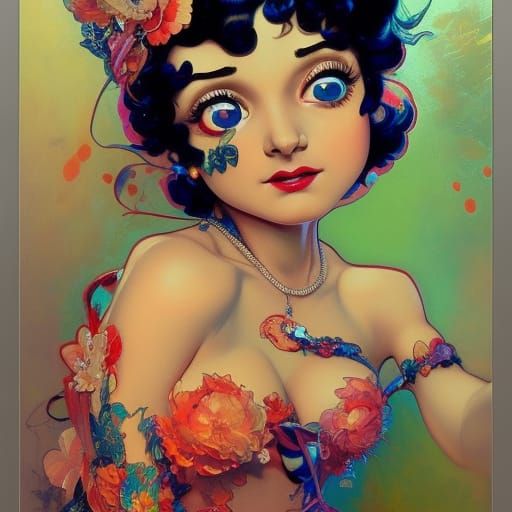 Betty Boop Portrait in Art Nouveau Style