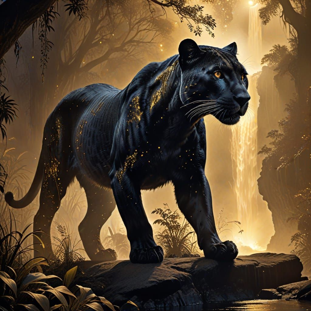 Surreal Panther Double Exposure with Victoria Falls