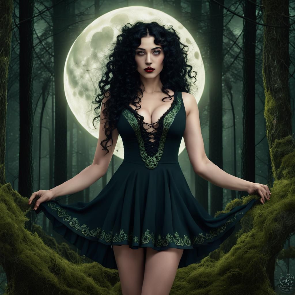 Beltane Witch Celebrates Spring Equinox in Forest