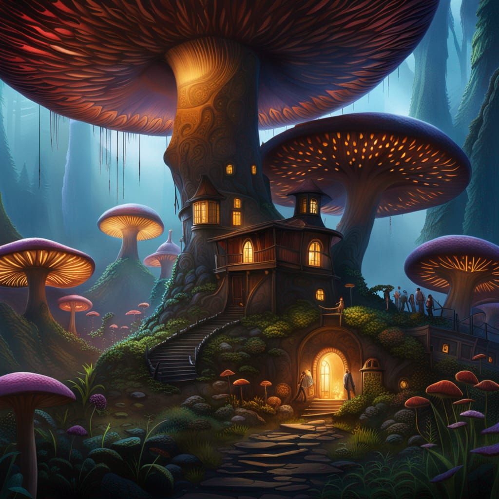 Enchanted Mushroom Fairy Village in Magical Forest