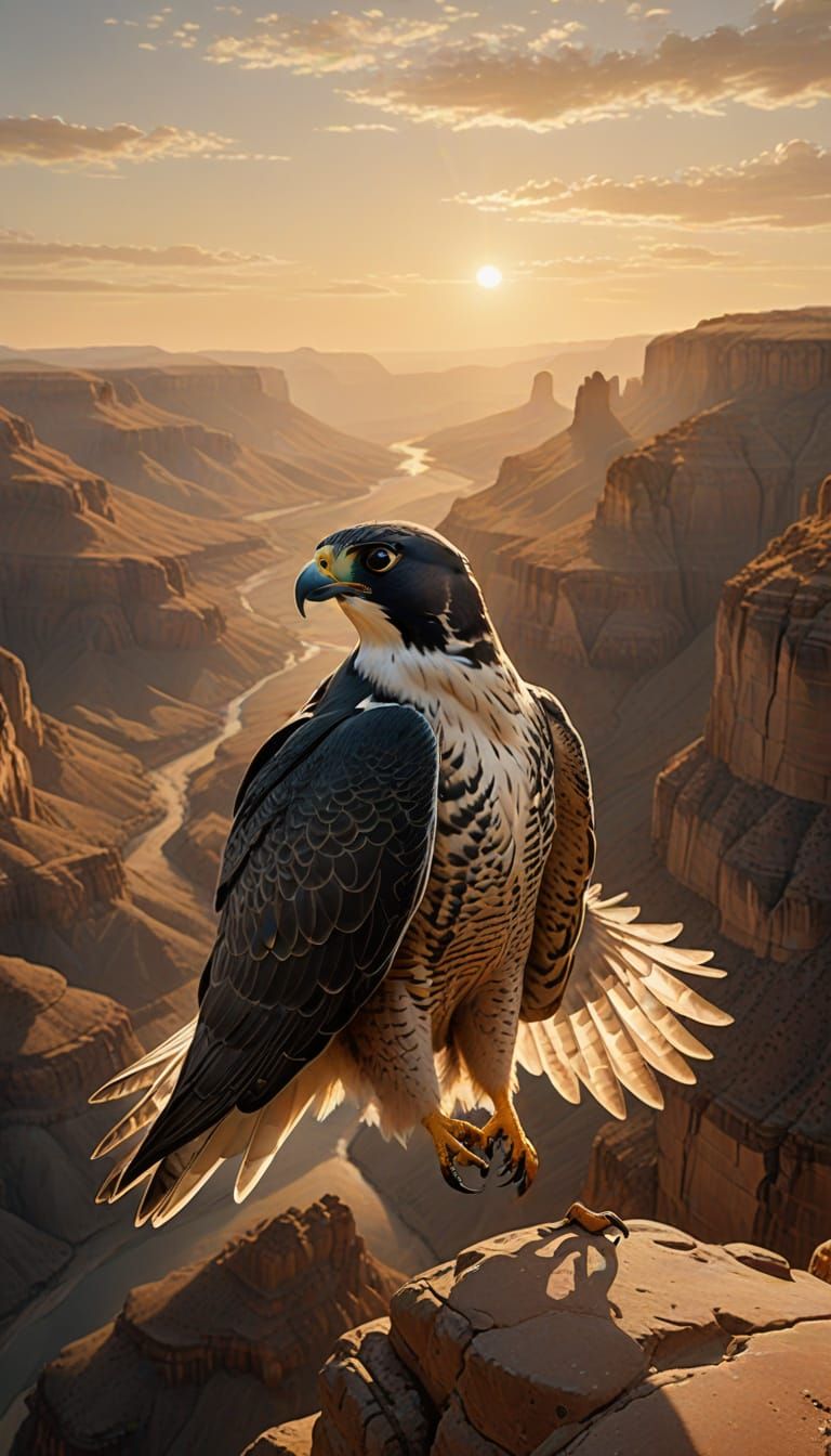 Ethereal Realism Portrait of a Majestic Peregrine Falcon in ...