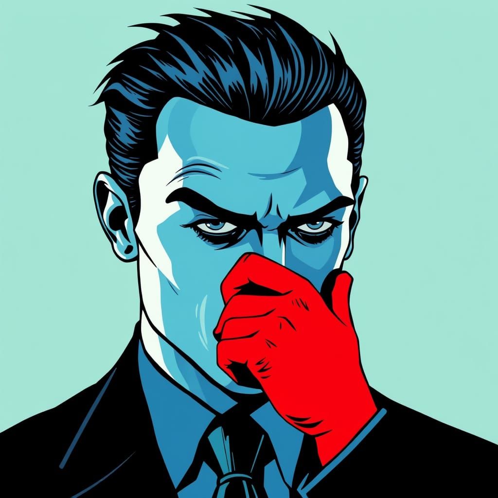 Abstract Swirls of Indigo and Crimson