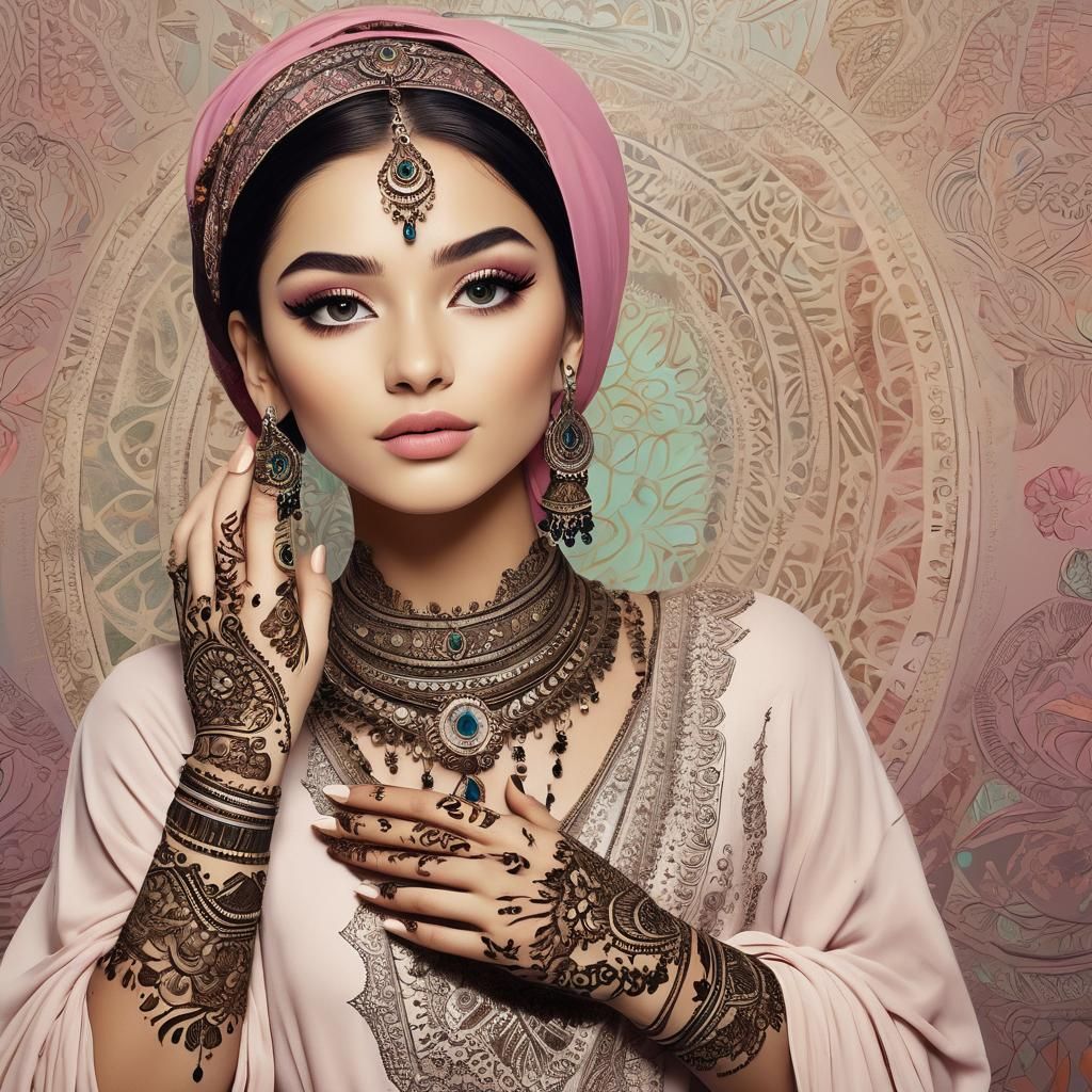 Arabic Woman Illustration for Makeup Artist Website