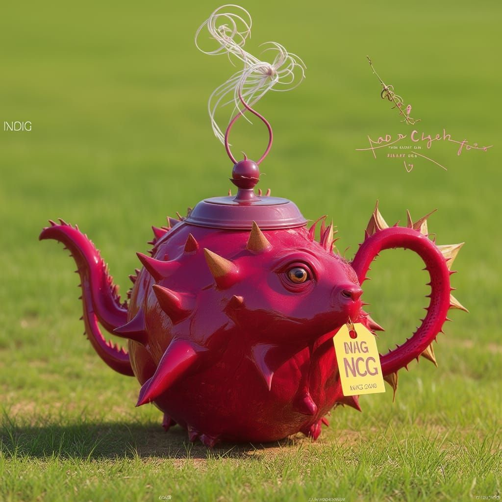 Whimsical Dragon Fruit Teapot with Steam