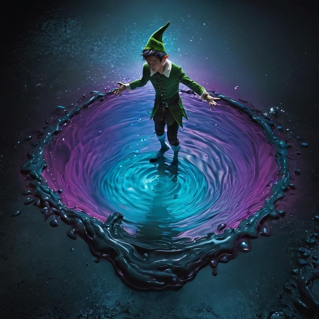 Elf on Unicorn Emerges from Portal in Photorealistic Style