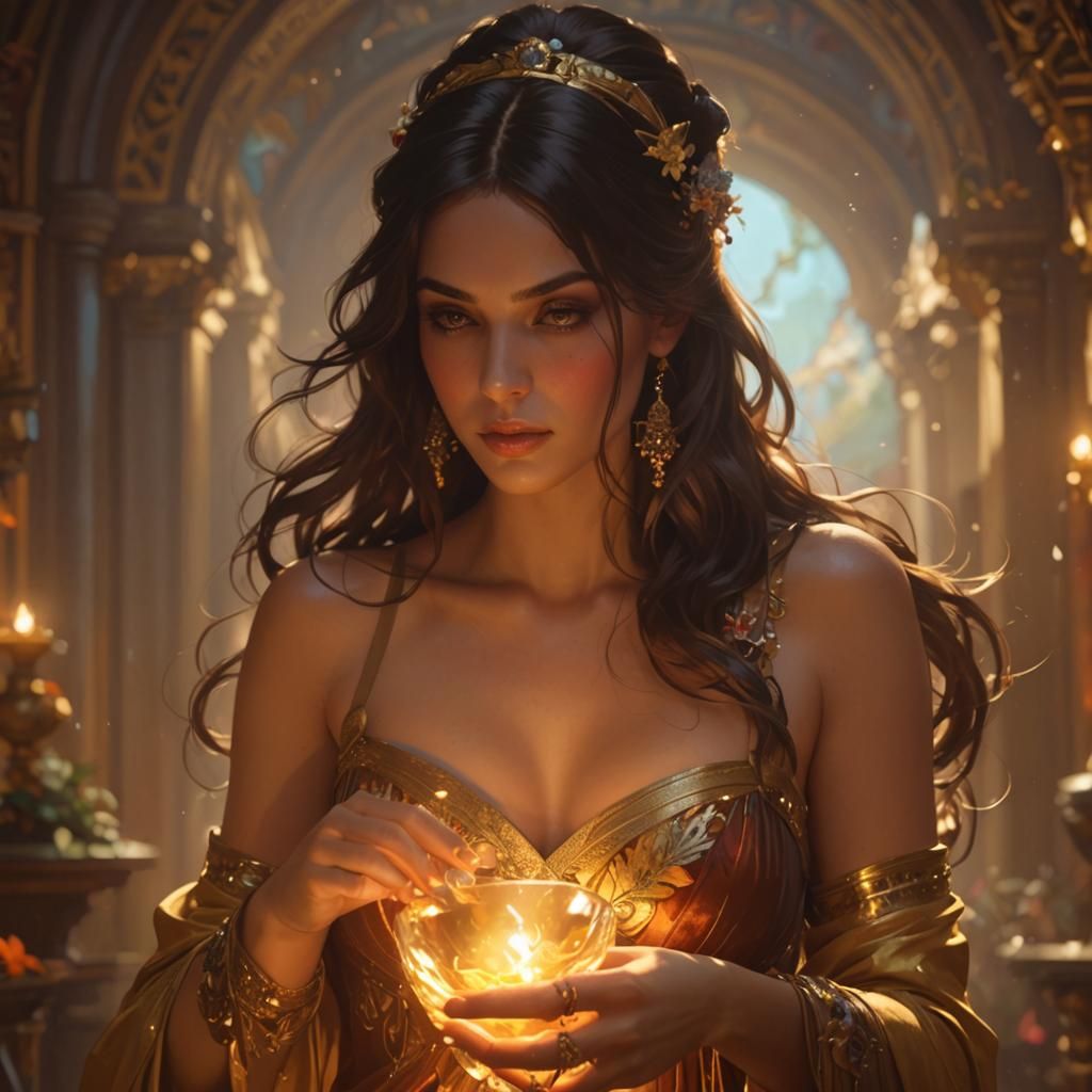 Brunette Concept Art in Art Nouveau Style