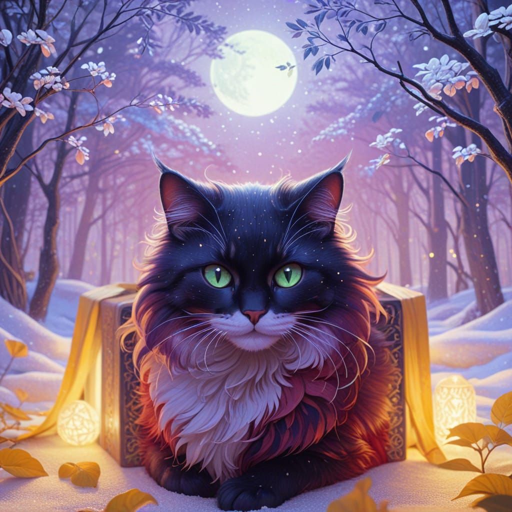 Regal Red Feline in Whimsical Art Style