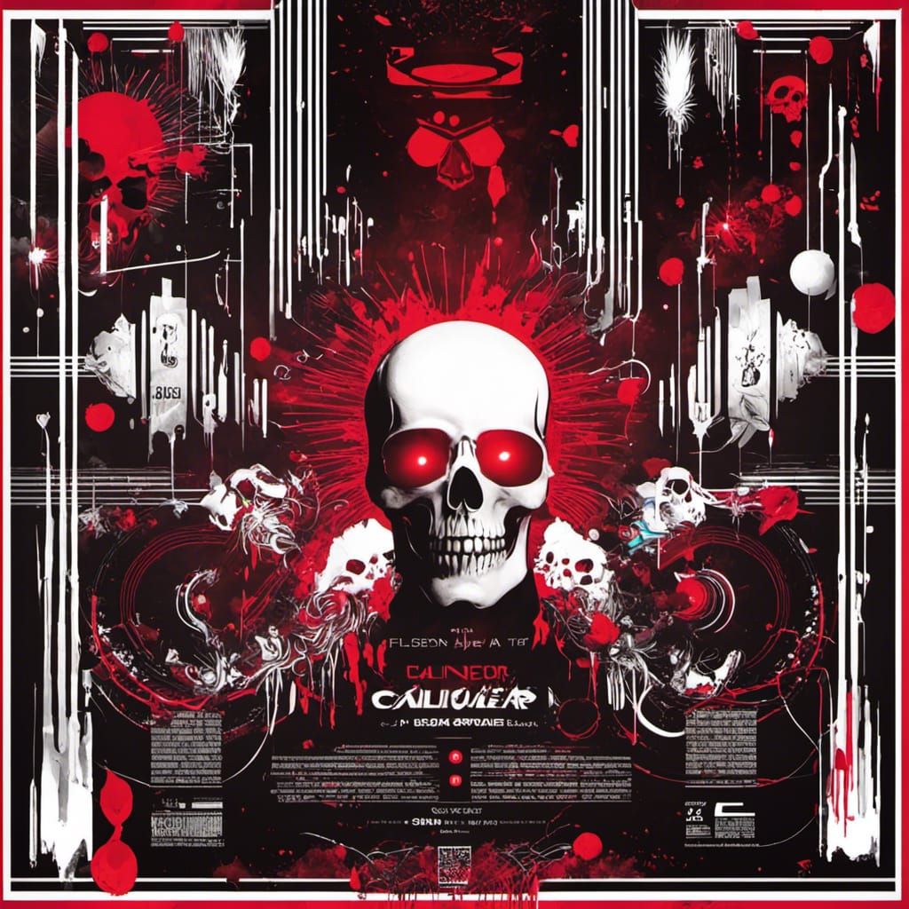 Surreal Space Fiesta with Floating Skulls