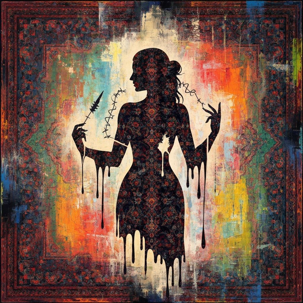 Mughal Goddess in Abstract Expressionist Carpet Art