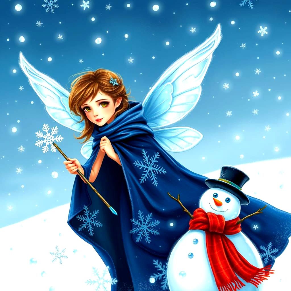 Whimsical Snowflake Fairy in Winter Wonderland