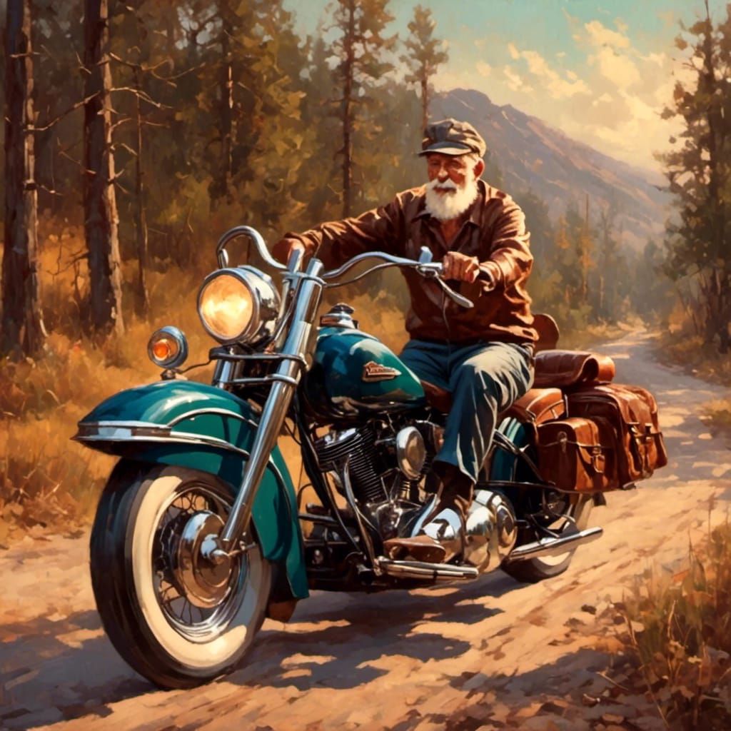 Old Man's Retro Rockabilly Harley Davidson Ride