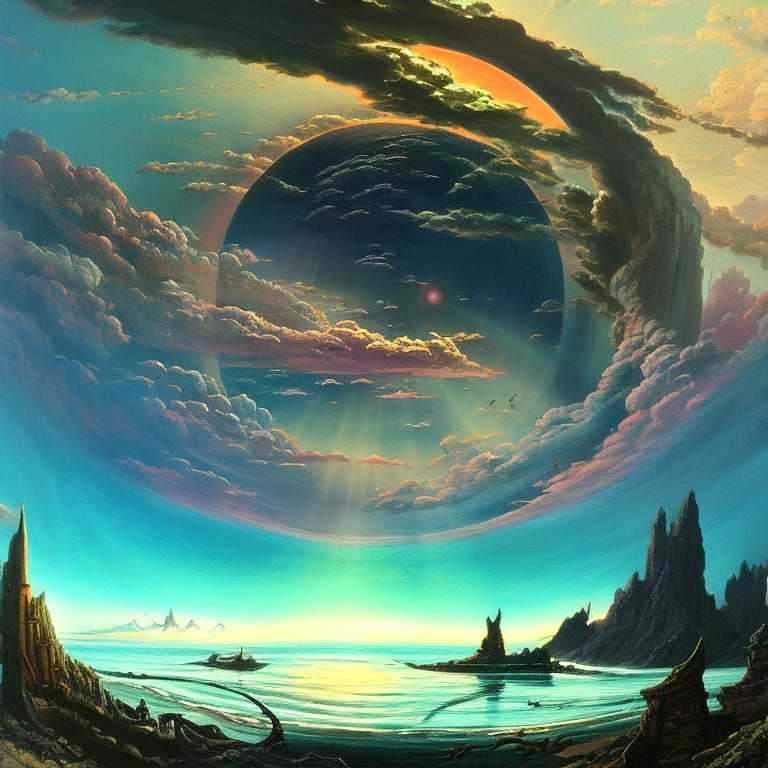 clouds drift before the black sun