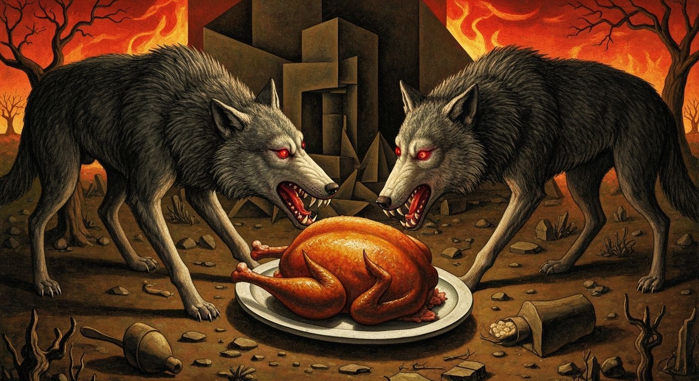 Hellish Belgian Landscape with Glowing Wolves and Turkey Fea...