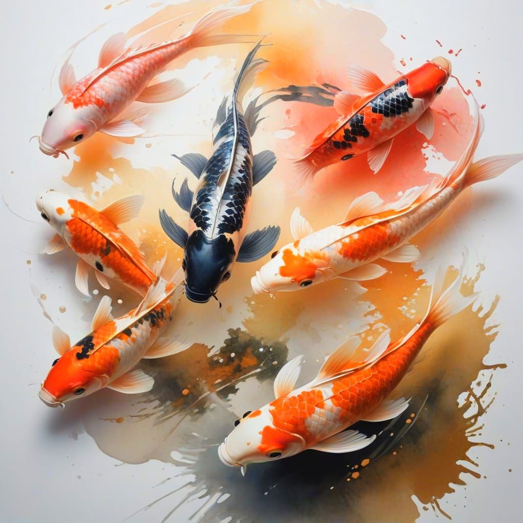 Ethereal Koi Pond in a Zen Garden at Dusk