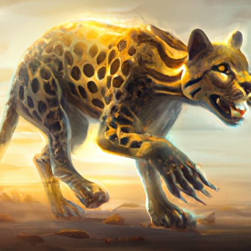 Striped Serpopard with Fangs: Digital Matte Painting