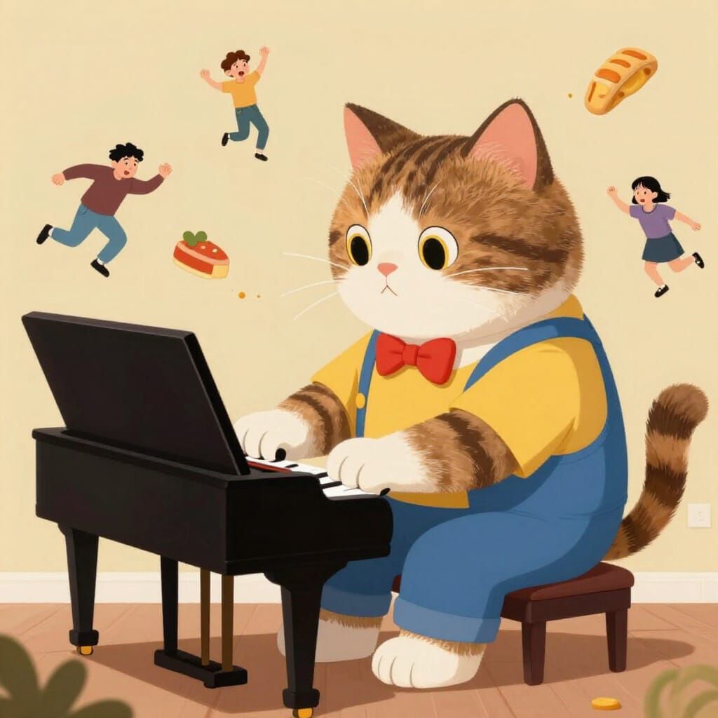 Giant Talking Animals in Funny Outfits Play Piano