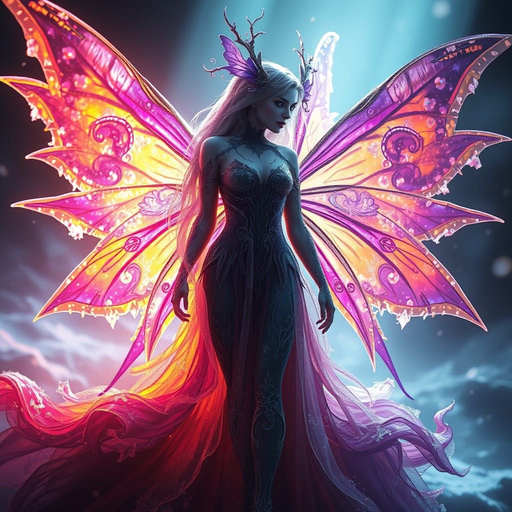 Dark Fantasy Frozen Fairy in Dramatic Light