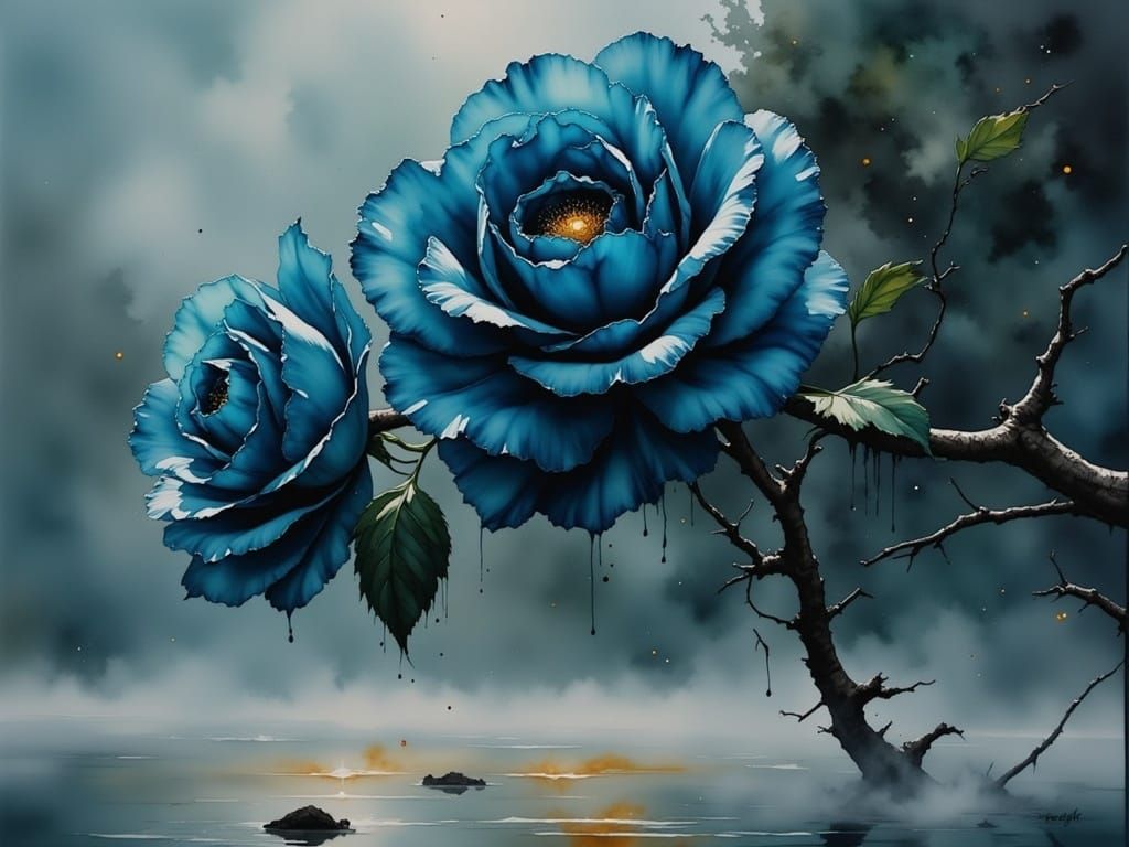 Ethereal Rose Blooms in a Dreamlike, Misty Environment