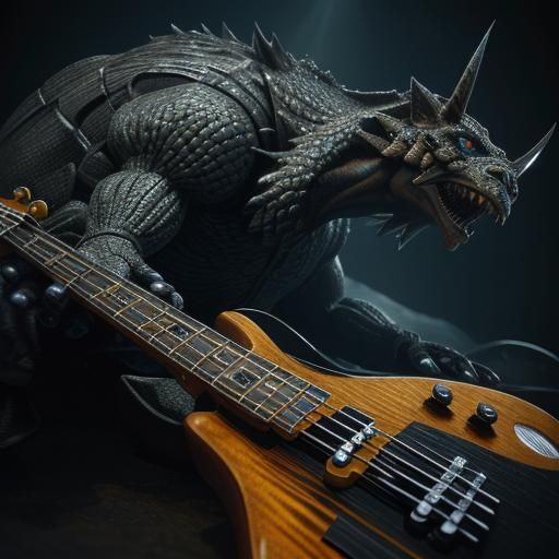 Electric Bass on Misty Stage in 3D Cinematic Style