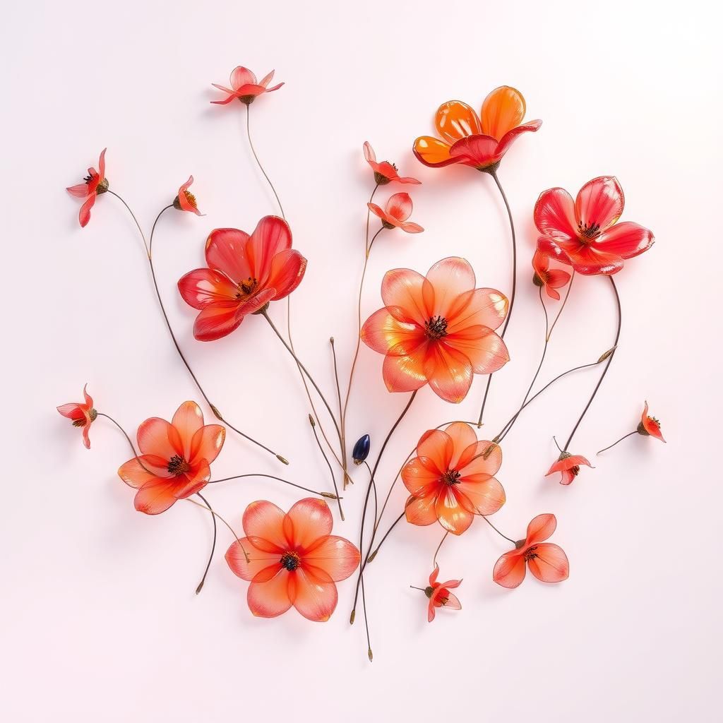 Translucent Glass Flowers in Dreamy Botanical Style