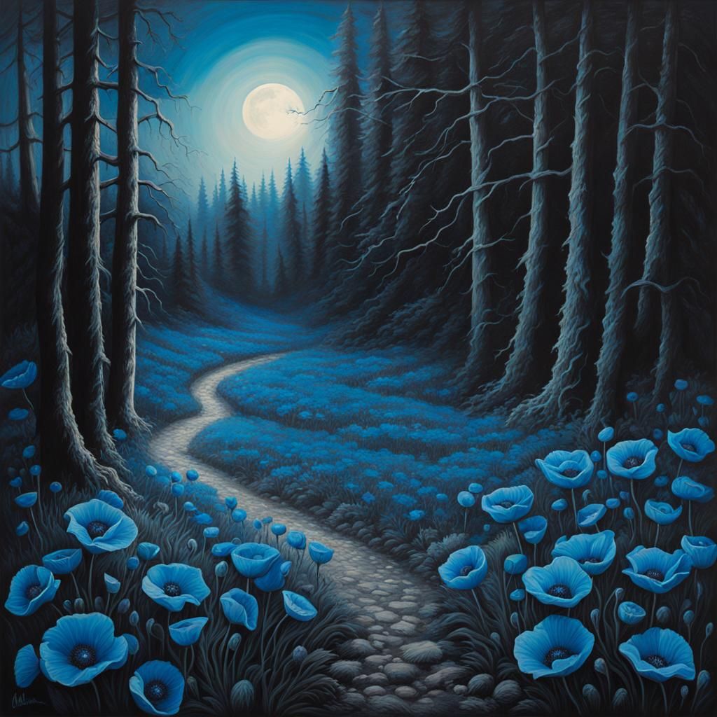 Grotesque Figures in Nightmarish Expressionist Landscape