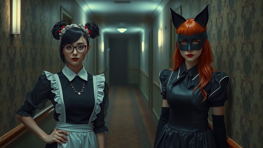 Eerie Hotel: Japanese Maid and Red-Headed Companion