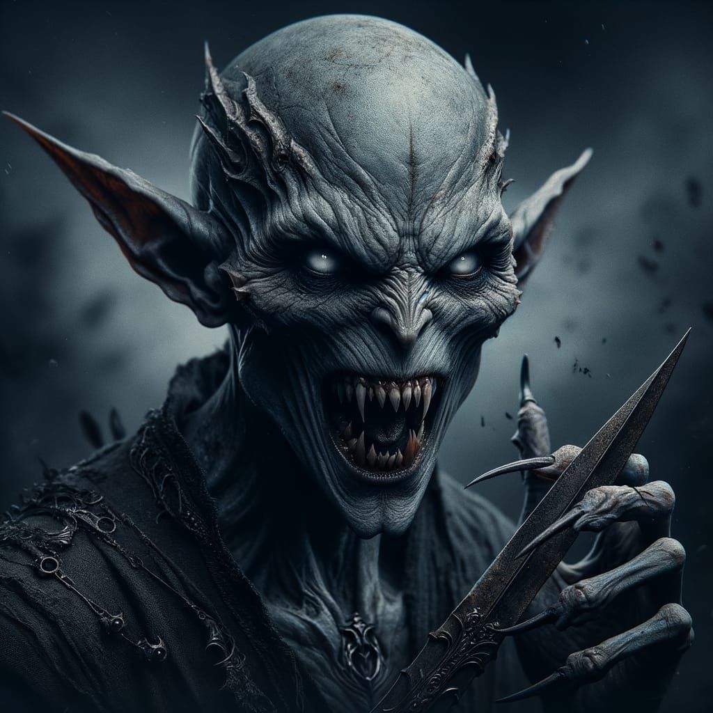 Dark Elf Warrior With Twin Blades in Maximalist Style